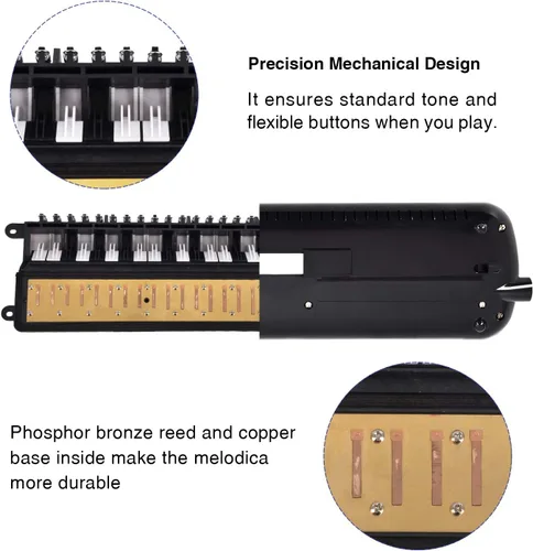 Miniatura 3 de EASTROCK Instrumento de Melodica de 32 Teclas, Piano de Teclado de Aire, Melodica Soprano con 2 Juegos de Boquillas y Tubos, Bolsa de Transporte