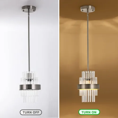 Miniatura 4 de Lámparas Colgantes, Iluminación Colgante de Cristal Moderna de 7 pulgadas, Luces Colgantes de Isla de Cocina de Níquel Cepillado, Iluminación