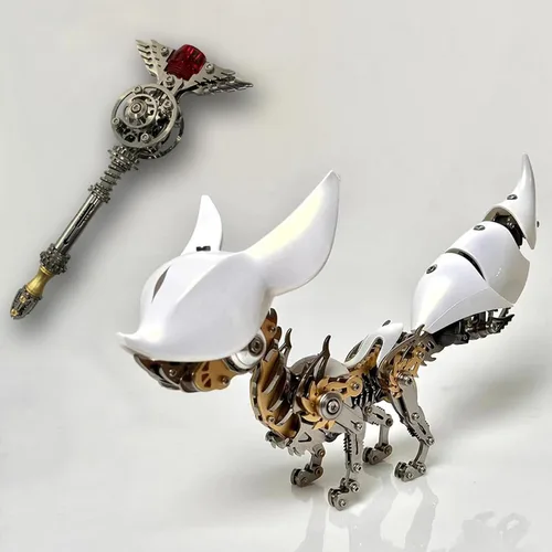 Miniatura 3 de Metalkitor Rompecabezas de metal 3D para adultos, kit de modelo ajustable de zorro grande, adorno steampunk para bricolaje, manualidades de montaje