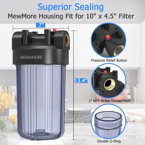 Miniatura 2 de WHT10 - Carcasa de filtro de agua para toda la casa, se adapta a filtros de sedimentos de 10 x 4.5 pulgadas, etc. para agua de pozos y ciudades