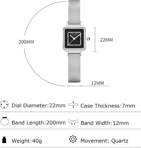 Miniatura 6 de RORIOS Relojes analógicos de cuarzo para mujer, con correa de cuero, esfera cuadrada, relojes de pulsera impermeables para mujer