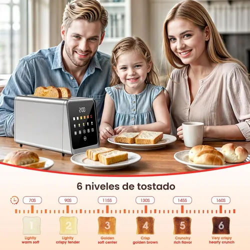 Miniatura 3 de Tostadora de 2 rebanadas con pantalla táctil, ranuras de 1.5 pulgadas de ancho y recuperación de memoria Tostadoras digitales inteligentes