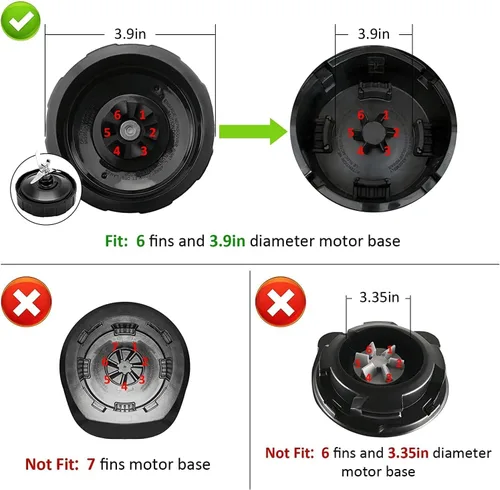 Miniatura 5 de Cuchilla macho de 6 aletas compatible con licuadora Ninja BL480W-70 BL450-70 BL451-70 BL454-70 BL455-70 BL481-70, apto para tazas de 18 onzas, 24