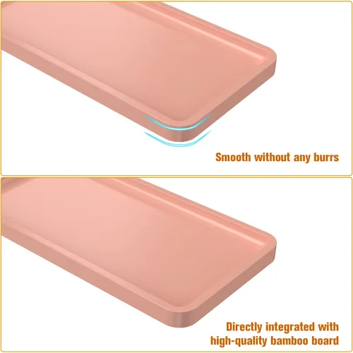 Miniatura 6 de Bandeja de tocador de baño para encimera, bandeja organizadora de bambú para tocador, inodoro, bandeja decorativa pequeña para perfumes, bandeja Rosa