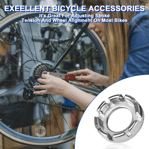 Miniatura 4 de Herramienta de llave de radios de bicicleta, herramienta de borde de radios 6 en 1 de acero endurecido para ajustar y reparar la tensión de la rueda