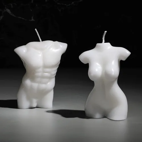 Miniatura 8 de Tondiamo 2 velas en forma de cuerpo femenino masculino cuerpo hombres torso cera de soja perfumada vela decorativa para dormitorio, baño, boda Negro