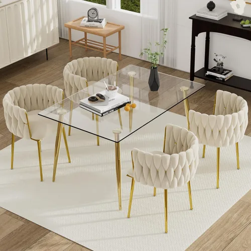 Miniatura 47 de Juego de mesa de comedor de cristal plateado para 2, juego de mesa cuadrada de lujo moderno de 36 pulgadas, juego de mesa de cocina minimalista de 3