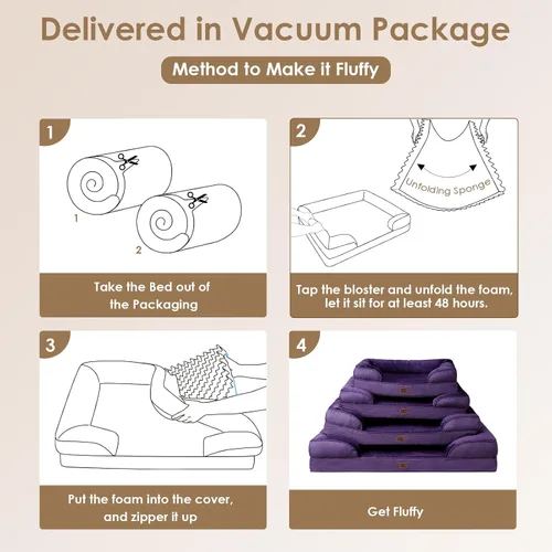 Miniatura 138 de EHEYCIGA – Cama ortopédica impermeable para perros pequeños, de espuma viscoelástica tipo caja de huevos, con bordes elevados y base antideslizante