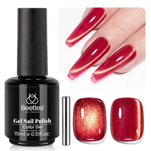 Miniatura 29 de Beetles - Esmalte de uñas de gel ultravioleta semipermanente sin HEMA de alto brillo para manicura francesa y arte de uñas, frasco a juego, blanco