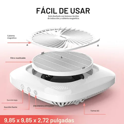 Miniatura 4 de MelodySusie Colector de polvo de uñas profesional clásico con potente succión, ventilador de vacío de uñas SPro de 4000 RPM con 2 modos de succión
