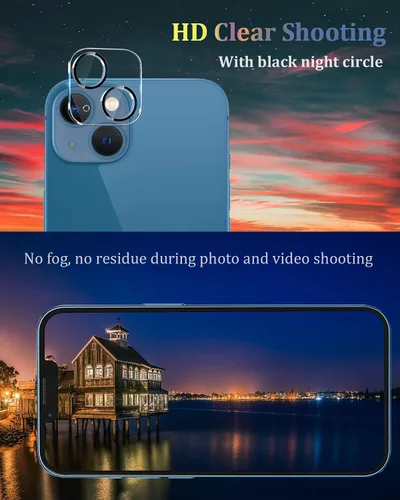 Miniatura 7 de [Paquete de 3] Protector de lente de cámara compatible con iPhone 13 y iPhone 13 Mini, cubierta de cámara de vidrio templado 9H de alta calidad