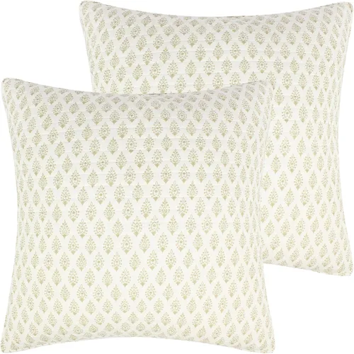 Levtex Home - Emel - Juego de dos fundas de almohada Euro - (26 x 26 pulgadas), sin inserto - Medallón - Ocre - Tela de algodón