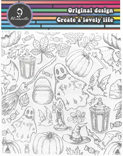 Alinacutle Sellos transparentes de Halloween para manualidades, fantasma, para tarjetas hechas a mano, álbumes de recortes y álbum