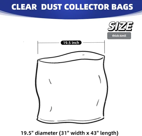 Miniatura 3 de 709563 Bolsas colectoras de polvo de plástico transparente, paquete de 6 Para JET Lower Dust Collection DC-1100VX, DC-1200VX Central Machinery