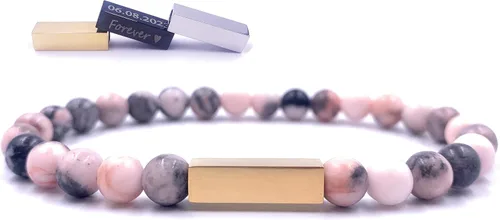 Miniatura 2 de Pulseras de cuentas personalizadas, Pulsera de piedras preciosas de 0.236 in, Pulsera grabada con láser, Pulsera de piedra natural, Pulseras unisex