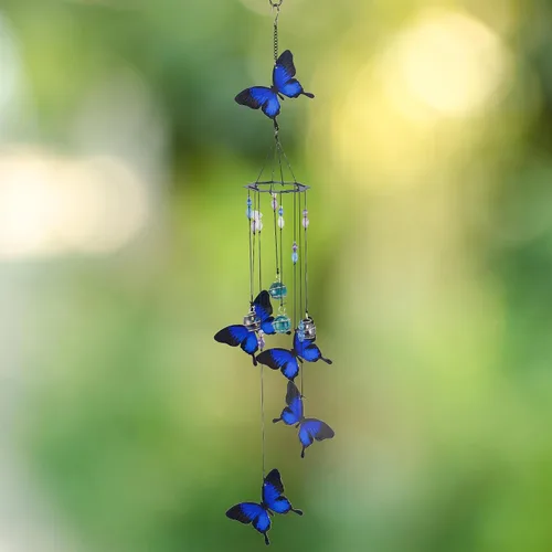 Miniatura 2 de Red Carpet Studios Windchimes - Campanilla de viento móvil en espiral de mariposa, 30 pulgadas de largo, color azul