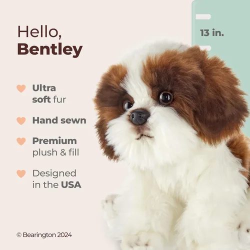 Miniatura 2 de Bearington Collection Shih Tzu Peluche de Animal - Cachorro de peluche Barkston Shih Tzu de 13 pulgadas, perros de peluche realistas suaves