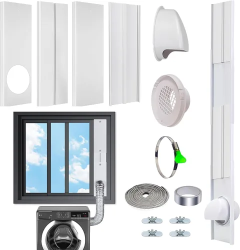 Miniatura 10 de Kit de ventilación para secadora de ventana Estoder con manguera de ventilación de secadora de 4 pulgadas y 10 pies, kit universal de ventilación