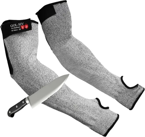 Miniatura 20 de Protectores de brazo para piel fina y moretones, mangas resistentes a cortes para hombres y mujeres, mangas de Kevlar, mangas de protección de nivel
