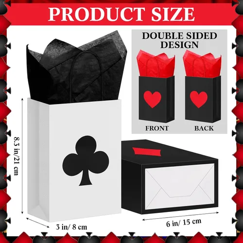 Miniatura 3 de Outus 36 bolsas de regalo de fiesta de casino, 24 unidades, suministros de fiesta temática de casino, 8.3 x 6 x 3 pulgadas, bolsas de papel