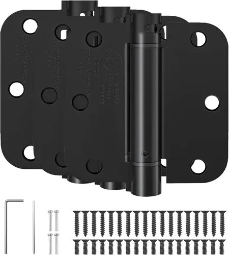 Miniatura 19 de HOSOM Bisagra de puerta de cierre automático, bisagra de resorte, 4 pulgadas, tensión ajustable para garaje, puerta delantera, puerta trasera