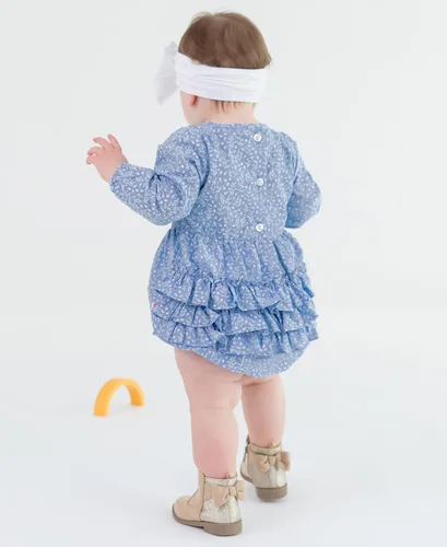 Miniatura 4 de RuffleButts Mamelucos de burbujas de manga larga para bebés y niñas pequeñas