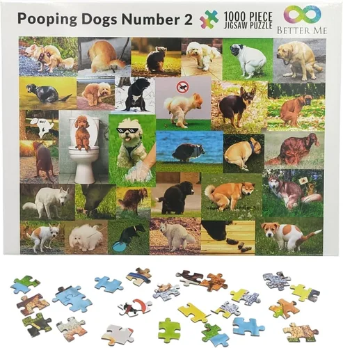 Miniatura 6 de Rompecabezas de 1000 Piezas de Perros Haciendo Popó para Adultos - Divertido Rompecabezas de Broma de Cachorritos Haciendo Popó para Amantes