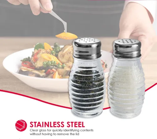 Miniatura 4 de Home Basics - Salero de cristal estilo colmena (plateado), 2 cocteleras para sal, pimienta, comino, canela, pimentón y más Tapas fáciles