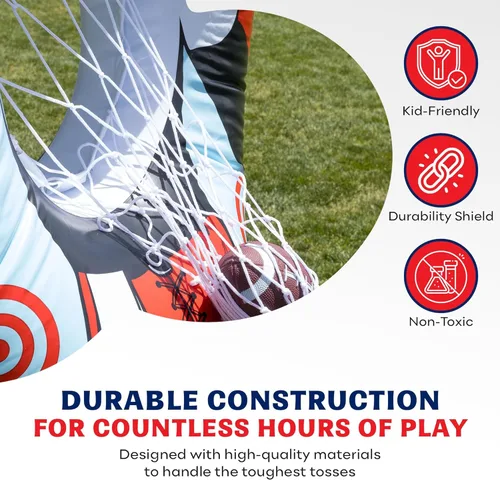 Miniatura 6 de Preferred Toys Juego inflable de fútbol de 65 pulgadas, juego de lanzamiento de red de doble cara con mini bolas, juguete deportivo para fiestas