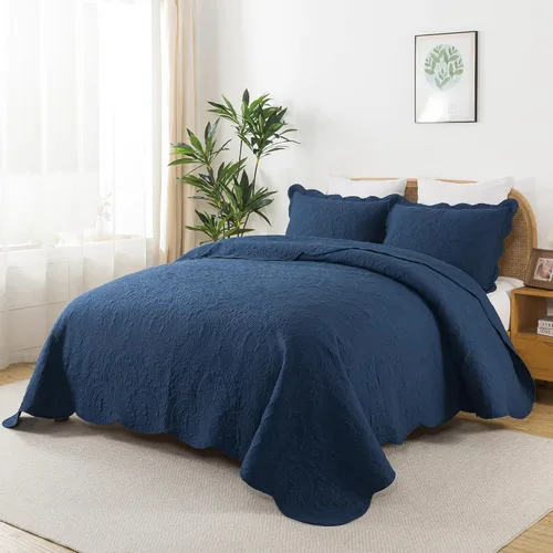 Miniatura 125 de HoneiLife - Juego de colcha de tamaño Queen, juego de ropa de cama de pana bordada de 3 piezas, colcha de lujo, ligera, cálida, para todas las Pana