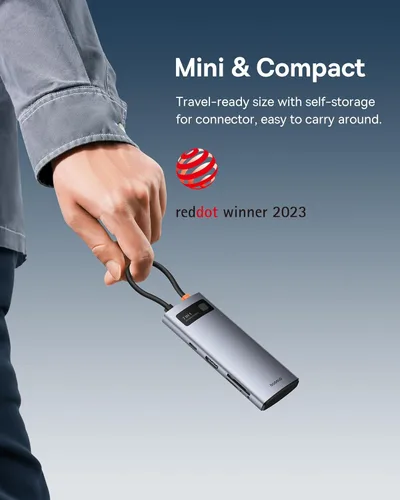 Miniatura 6 de Baseus Adaptador USB C a HDMI, estación de acoplamiento USB C 4K a 60Hz, concentrador USB C 7 en 1 con 3 USB-A, PD 100W, lector de tarjetas TF/SD