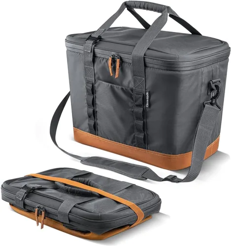 Miniatura 18 de CleverMade - Bolsa enfriadora aislada plegable – Enfriador suave a prueba de fugas para 30 latas para playa, viaje, automóvil – Correa para hombro