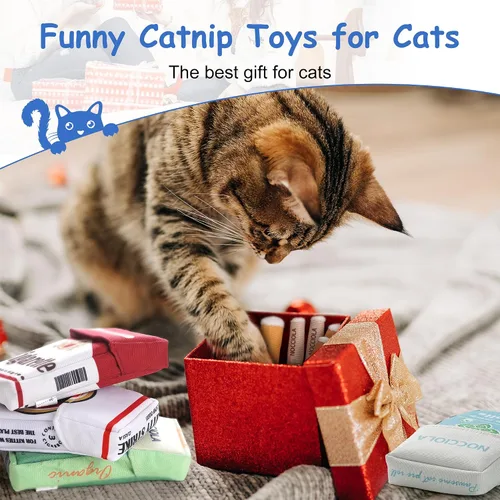 Miniatura 7 de Nocciola Paquete de 3 juguetes de hierba gatera para gatos, divertidos juguetes para gatos rellenos con hierba gatera orgánica 100% pura, juguetes
