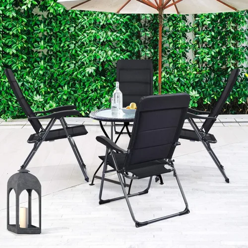 Miniatura 9 de Giantex Juego de 4 sillas de patio, sillas plegables con respaldo ajustable, sillas de exterior para bistró, cubierta, patio trasero, sillón