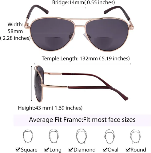 Miniatura 4 de EYEGUARD Gafas de sol bifocales unisex de estilo clásico con lente protección UV400 para exteriores para hombres y mujeres