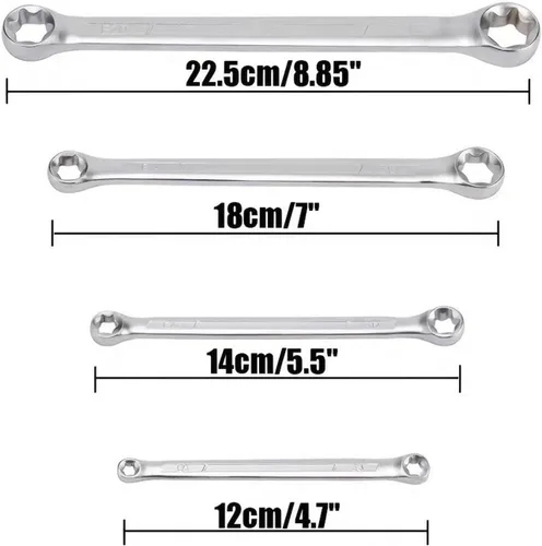 Miniatura 7 de Juego de llaves de caja TRX-Star E-Torx de 4 piezas, E6 E8 E10 E12 E14 E18 E20 E24 Torx Juego de llaves Torx, juego de llaves de doble extremo