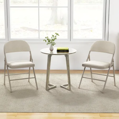 Miniatura 9 de GOFLAME Paquete de 6 sillas plegables, juego de sillas de comedor de tela con asiento acolchado y marco de metal, asiento comercial tapizado