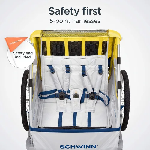 Miniatura 4 de Schwinn Echo - Remolque de bicicleta para niños, máximo de 2 niños con peso total de 80 libras, toldo, neumáticos llenos de aire de 20 pulgadas