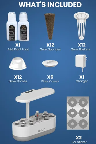 Miniatura 9 de inBloom Sistema de cultivo hidropónico de 12 vainas para jardín interior con luz de crecimiento LED y kit de vainas, kit de germinación de plantas