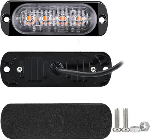 Miniatura 5 de Lámpara LED de advertencia intermitente lateral de 12-24 V, barra estroboscópica de emergencia (blanco, 4LED)