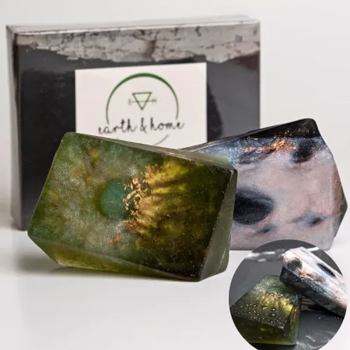 Miniatura 10 de Juego de jabón y bomba de baño de piedras preciosas, regalo relajante de spa para mujeres, juego de regalo para el día de la madre, 4 jabones
