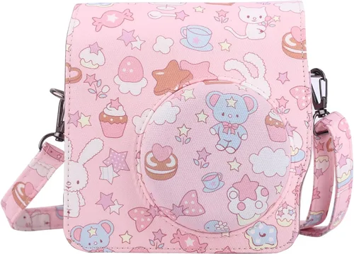 Miniatura 8 de Funda protectora para cámara instantánea Fujifilm Instax Mini 7+, piel sintética de primera calidad, mini 7 Plus 7c 7s con correa ajustable