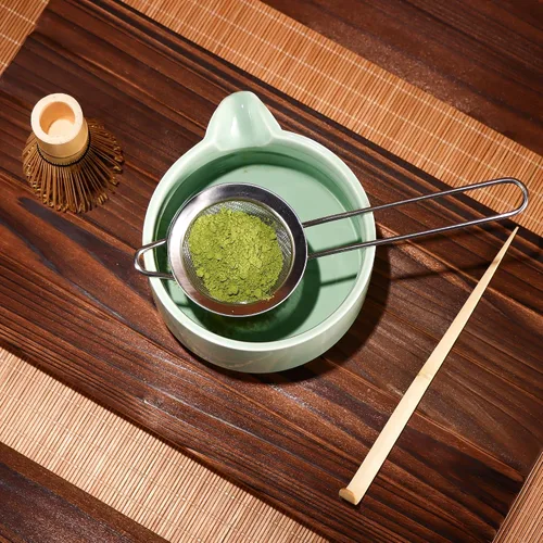 Miniatura 6 de Juego de batidor de matcha, batidor de matcha de bambú (Chasen), cuchara tradicional (chashaku), tamiz de acero inoxidable,Herramientas de té