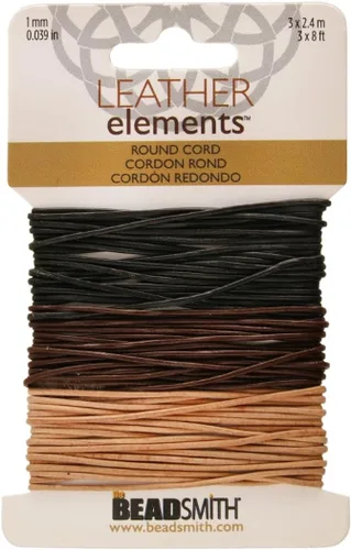 Miniatura 63 de The Beadsmith Cordón de cuero – Negro – Bobina de 0.039 in – 5 yardas/14.8 ft – Tanga de cuero indio ideal para trenzar, cuentas, collares, cordones