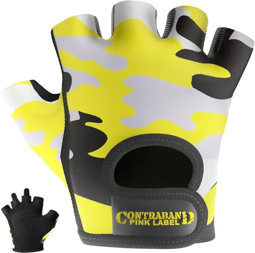 Contraband Pink Label 5217 Design Series - Guantes de levantamiento y remo con estampado de camuflaje (par) – Ligero vegano medio acolchado de