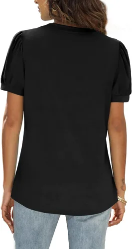 Miniatura 4 de WIHOLL - Blusas de verano para mujer, con cuello en V y mangas abullonadas, camisetas de moda casual