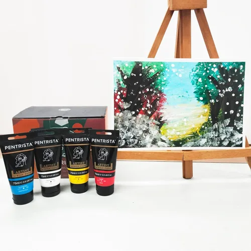 Miniatura 5 de Pintura acrílica, colores primarios, 6 colores (2.54 onzas), juego de acrílico de cuerpo pesado, pigmento rico para pintura en lienzo, tela y rocas