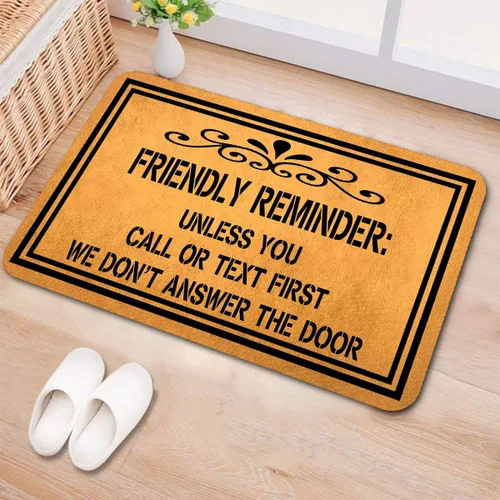 Miniatura 4 de Divertidas alfombrillas de bienvenida con recordatorio amistoso a menos que llames o envíes un mensaje de texto primero, tapetes antideslizantes