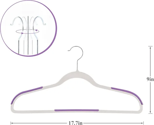 Miniatura 7 de VECELO Paquete de 25 perchas de ropa, colgador de plástico antideslizante, gancho giratorio de 360° y ahorro de espacio para armario de dormitorio