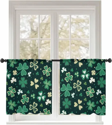 Miniatura 10 de Cortinas traslúcidas para camión rojo de Navidad de 45 pulgadas de largo, juego de 2 paneles de tablero de madera retro rústico con cuadros